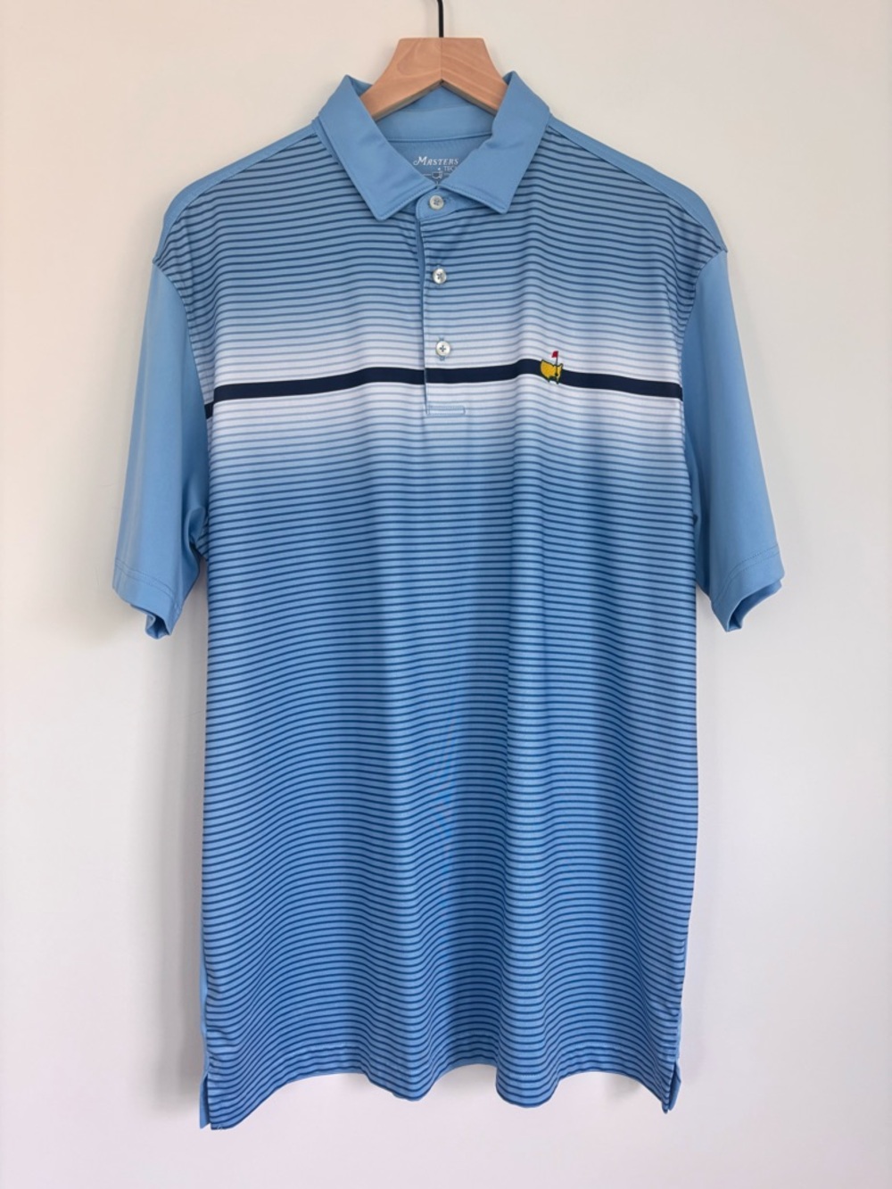 Master’s Tech Golf Polo Blue Stripe Large